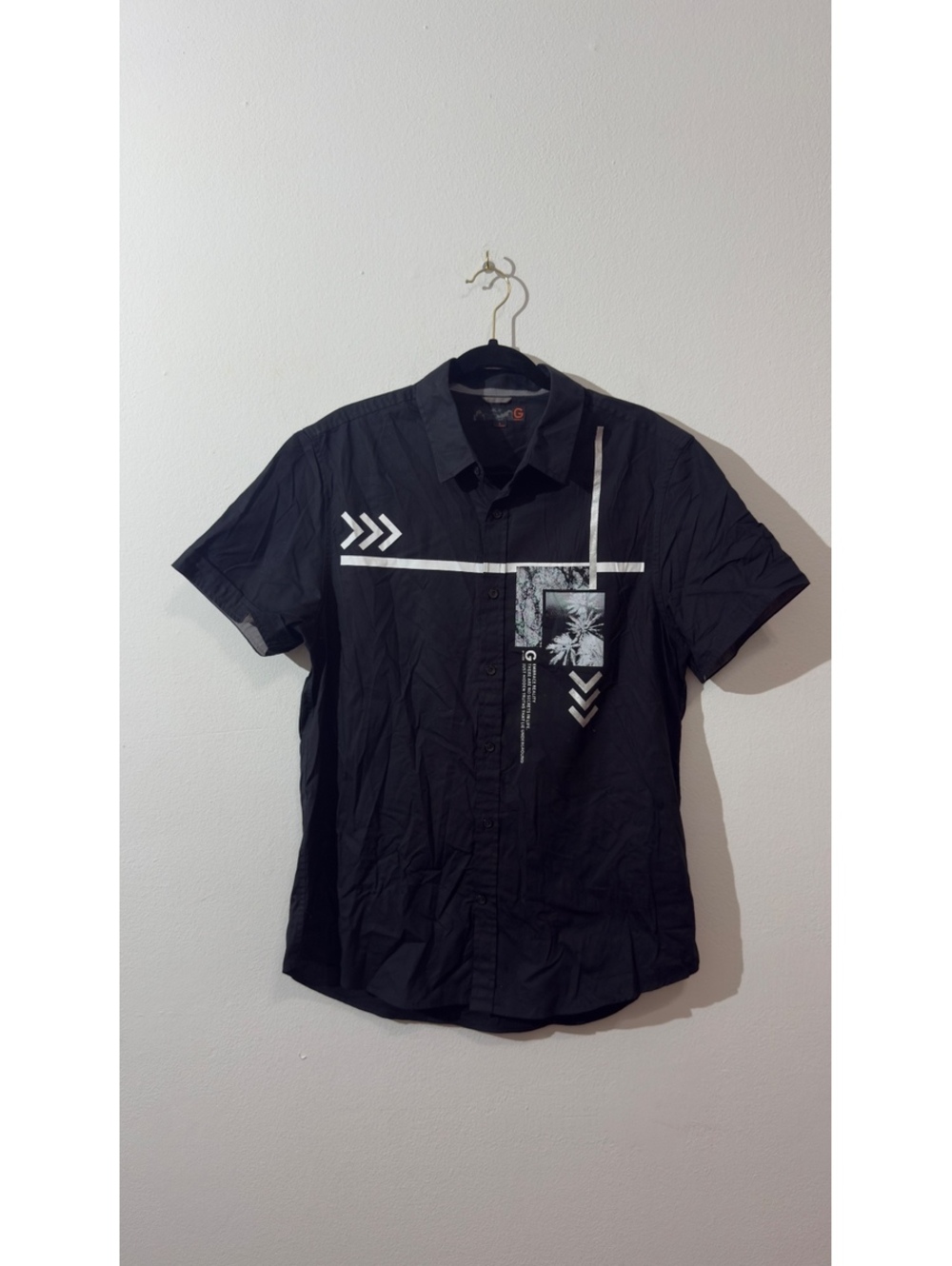 Guess Shirt Mens Black Short Sleeve